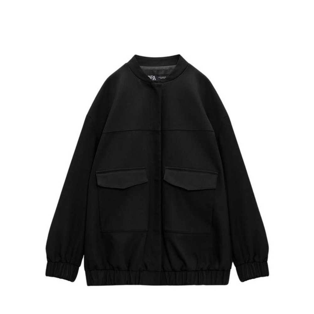 ZARA Long Patch Pocket Bomber Jacket